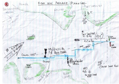 Example Coastal Skipper passage plan from one of our students